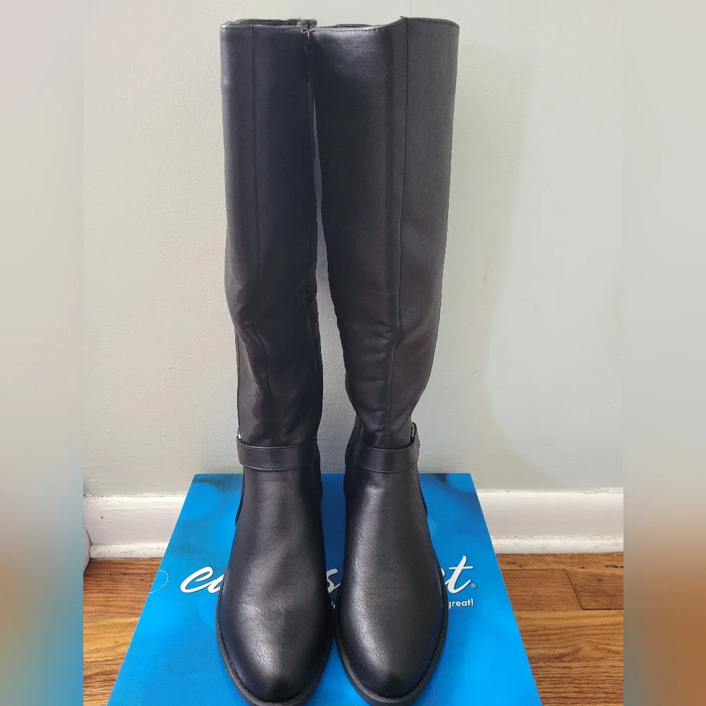 Easy Street Women's Luella Tall Boot Fashion‎ Black Embossed Size 9.5 New